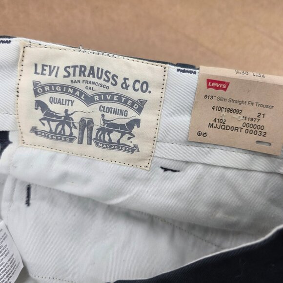Levi Strauss 513 Slim Straight Fit Trouser Pants  Mens Size 38x32 Blue  NWT - Picture 7 of 10